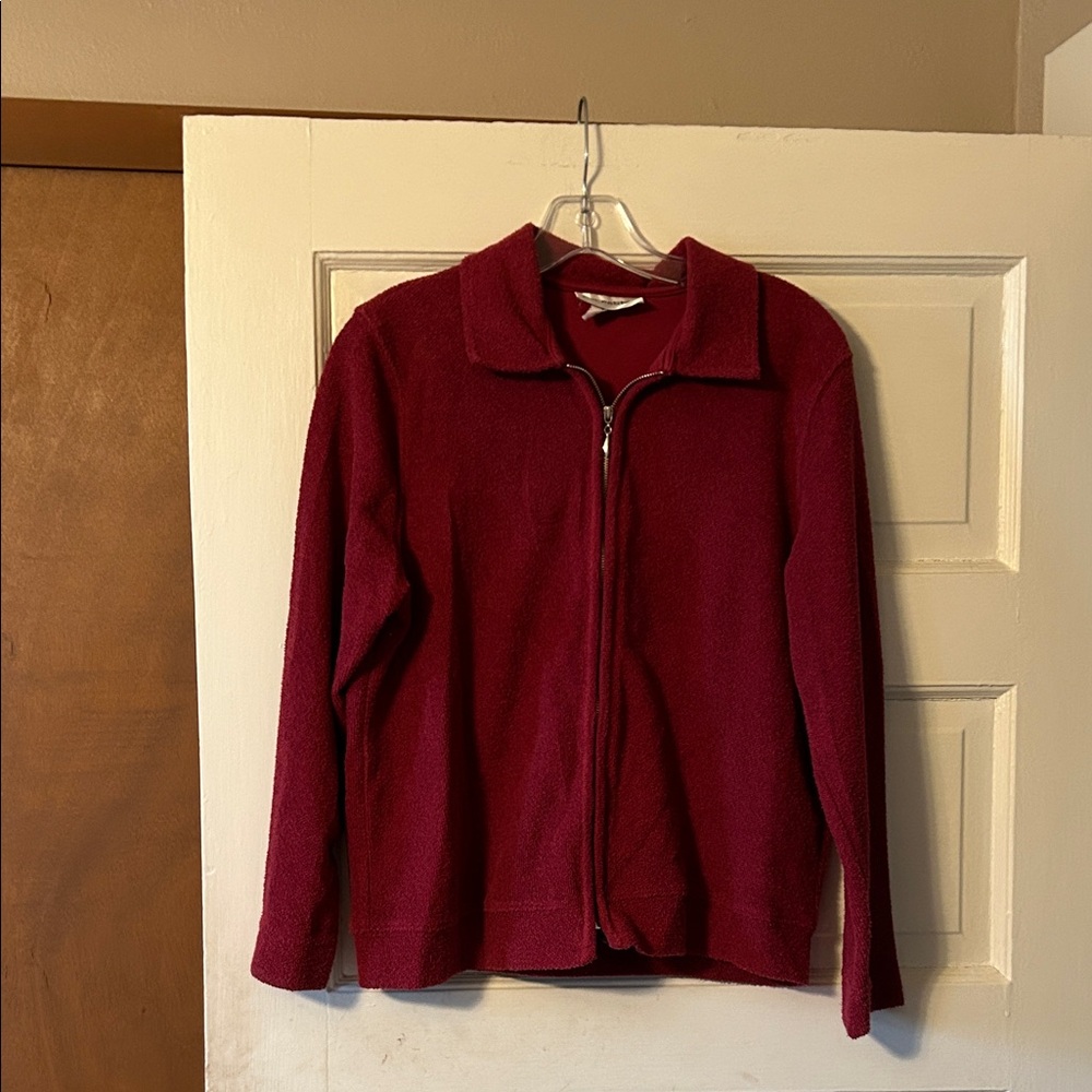 Women's Teddy Zip-Up Jacket in Burgundy